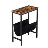 HOOBRO Beistelltisch, Sofatisch mit Stauraum, 48 x 24 x 61 cm, Nachttisch, Kaffeetisch, leicht zu montieren, Dunkelbraun EBF41BZ01