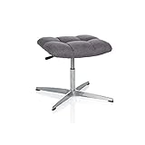 hjh OFFICE 670934 Retro Hocker SARANTO Stoff Grau Home-Office Sitzhocker höhenverstellbar