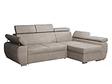 Ecksofa Boston Mini, Eckcouch mit Schlaffunktion und Bettkasten, Polsterecke mit Einstellbare Kopfstützen, L-Sofa, Polstersofa, Polstergarnitur, Couch, Wohnlandschaft (Paros 2, Seite: Rechts, 2r+LC)