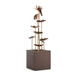 blumfeldt Golden Orchid Gartenbrunnen - stetiger Wasserumlauf mit Loopflow Concept, Pumpe mit 5 Watt, 7 kg, Schutzart: IPX8, Material: Zinkmetall, für drinnen und draußen, Messing-Optik