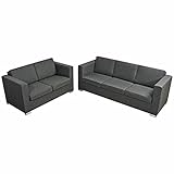 Susany Zweiteilige Sofagarnitur mit 2-Sitzer-Sofa & 3-Sitzer-Sofa Wohnzimmersofa Loungesofa Schlafzimmersofa Couchsofa Bürosofa Couchgarnitur Stoff Dunkelgrau
