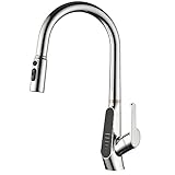 Küchenspüle-Wasserhahn Mit LED-Digitalanzeige, Messing-Küchenarmatur Mit Herunterziehbarer Brause Und 3 Modi, Einhand-Spültischarmatur Für Heißes Und Kaltes Wasser,Chrome