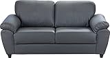 Meble Roberto 3-Sitzer Sofa Capri 194 cm, Leder Look, Hotelmöbel Couch mit Kissen, Kunstleder Farbe: Soft Schwarz