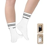 proudtobecatmom Catmom Socken für Katzenmütter mit Aufschrift als Tennis Socken mit Katzenmotiv (39-42, Weiß)