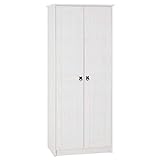 CARO-Möbel Kleiderschrank RESIDENCIA Schlafzimmerschrank Wäscheschrank in weiß,Kiefer massiv 2 Türen im Mexiko-Stil