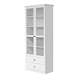 trendteam smart living Wohnzimmer Vitrine Schrank Wohnzimmerschrank Baxter, 81 x 196 x 41 cm in Weiß Dekor im Landhausstil