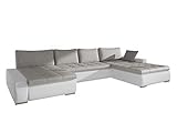 Großes Design Ecksofa Caro, Elegante U-Form Couch, Eckcouch mit Bettkasten und Schlaffunktion, Polsterecke, Couchgarnitur, Farbauswahl, Bettsofa für Wohnzimmer Wohnlandschaft (Soft 017 + Lawa 05)