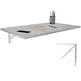 Wandklapptisch Schreibtisch Tischplatte 80x50 cm in Betonoptik Klapptisch Esstisch Küchentisch für die Wand Bartisch Stehtisch Wandtisch Tisch klappbar zur Wandmontage im Büro Küche Esszimmer