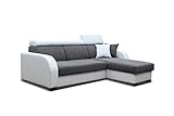 Couch mit Schlaffunktion Eckcouch Ecksofa Polstergarnitur Wohnlandschaft - COBBY (Ecksofa Rechts, Grau)