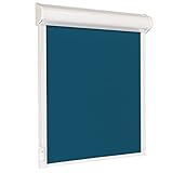 schattenfreu.de Thermo-Rollo mit Kassette nach Maß | Zum Anschrauben am Fensterrahmen oder an der Wand | Optional zum Ankleben | Verdunkelnd | Für Fenster und Türen | Blau, Silberne Rückseite