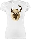 Shirt Damen - Kompatibel mit Oktoberfest - Hirsch I Jäger Jägerin Jagd Geschenk - M - Weiß - trachtenshirts Trachten Funshirt trachtent-Shirt Oktoberfest-t-Shirt bayerischer Tshirts - L191