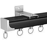 Schwarzes Schiebevorhangschienensystem zur Wand-/Deckenmontage, gerade Aluminium-Vorhangschienenstange for das Wohnzimmer im Krankenhaus-Veranda-Pavillon, inklusive kompletter Kits (Color : Side Moun
