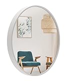 BD ART Wandspiegel Rund Spiegel 59 cm mit Weiß eleganter Holzrahmen