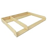 Puckdaddy Wickelaufsatz Pelle – 108x80x10 cm, Wickelauflage aus Holz in Natur, hochwertiger Wickeltischaufsatz mit Trennfach kompatibel mit IKEA Hemnes Kommoden, inkl. Wandbefestigung