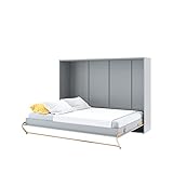 MEBLINI Schrankbett Concept Pro - Wandbett mit Lattenrost - Schrank mit Klappbett - Wandklappbett - Murphy Bed - Bettschrank - CP-04-140x200cm Horizontal - Grau Matt Mit Matratze