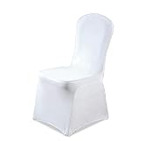 VINGO 200 Stück Stuhlhussen Weiß Universell Stuhlbezüge Stuhlhussen Elastik Stuhl Abdeckung für Hochzeiten und Feiern Pflegeleicht und Langlebig