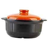 Cerote-Kochgeschirr, Keramik-Suppentopf, Keramiktopf zum Kochen, Keramik-Kochgeschirr, kleine Töpfe zum Kochen von Speisen, hohe Temperaturbeständigkeit, Orange, Keramik-Bräter, Schmorpfanne mit Dec