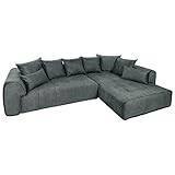 riess-ambiente.de Modernes XXL Ecksofa Clan 319cm anthrazit Samt inkl. Kissen Sofa Eckcouch Nosagfederung Ottomane beidseitig aufbaubar