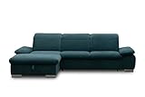 DOMO Collection Maven Ecksofa, Sofa mit Rückenfunktion, Polsterecke mit Federkern und Relaxfunktion, 286x184x77 cm, Eckcouch in türkis