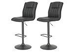 Apollo 2er Set Barhocker Elke, Vintage Anthrazit, 120 kg belastbar, Schwarz, 43 x 56,5 x 120-123 cm