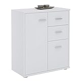 CARO-Möbel Kommode Locarno Highboard Bürokommode mit 2 Schubladen und 2 Türen in weiß