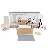 Surakey Puppenhaus Möbel Set Holz Kit Miniatur Puppenhaus Holzmöbel Zubehör, Puppen Möbel, einschließlich Küche, Esszimmer, Wohnzimmer, Kinderzimmer,Schlafzimmer, Badezimmer für Spielhaus