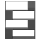 Wakects Raumschrank Raumteiler Design Hochglanz Grau Bücherregal mit 4 Fächern für Wohnzimmer