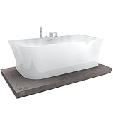 Freistehende Raumsparbadewanne NOVA CORNER PLUS Acryl weiß - Einbau rechts - 170 x 78 cm -Siphon:Inkl. Siphon, Vormontage:Mit Vormontage (5 Werktage), Wannenarmatur:Mit Wannenarmatur 6080 Chrom