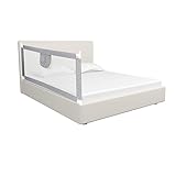 Eulenke 180cm Bettschutzgitter,Bettgitter für Kinder, Höhenverstellbar von 80-96cm, Rausfallschutz Bett für Kleinkinder, Baby bettgitter, Kinderbettgitter, Fallschutz für Kinder, Grau