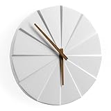 Driini Staircase Moderne Wanduhr,Einzigartige 28.4 cm Rahmenloses Beton-Design, minimalistische Dekoration; Keine Zahlen,Leise batteriebetriebene Uhren mit dekorativen Holzzeigern; Weiß