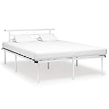 ANGYANG Bettgestell, Bett, Familienbett, Bettrahmen, Bed Frame, Bettstell, Bettboden, Weiß Metall 160x200 cm