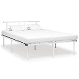 ANGYANG Bettgestell, Bett, Familienbett, Bettrahmen, Bed Frame, Bettstell, Bettboden, Weiß Metall 160x200 cm