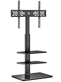 FITUEYES TV Ständer TV Bodenständer 3 Ablagen Standfuß Fernsehstand mit Regal höhenverstellbar schwenkbar für 32 bis 60 Zoll Flach & Curved Fernseher bis zu 30kg Max.VESA 600 * 400