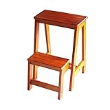 NEVKA Tritthocker aus Holz für Erwachsene, Massivholz, Zwei Schichten, Leiterhocker, zweistufige Kletterleiter, Haushaltsregal, Esszimmerstuhl, Wechseln Sie den Schuhhocker, mobiler kreativer Leit