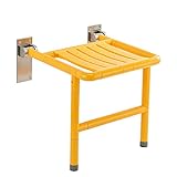 MKYOKO Wandmontierter Duschsitz mit Gummibeinen und rostfreiem Edelstahlrahmen, klappbarer Duschsitz zum Baden, für Behinderte und eingeschränkte Mobilität (Gelb G)