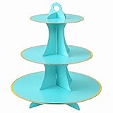 Soleebee Tortenständer aus Karton, 3 Etagen Cupcake Ständer Dessert Turm Halter Muffinständer Partyzubehör für Hochzeit Geburtstag Party Kuchen Brötchen Torten Etagere (1 Stück, Blau+Gold)