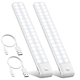 QTshine Schrankleuchten mit Bewegungsmelder 80LED,【2023 Neuestes】USB C Wiederaufladbar Schranklicht,12.6 Zoll Sensor Schrankbeleucht,3 Modi Magnetisch Nachtlicht Geeignet für Flur Küche Treppe-2 Stück