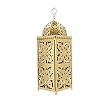 Orientalische Laterne aus Metall Gold 65cm | orientalisches Marokkanisches Windlicht Gartenwindlicht | Marokkanische Metalllaterne für draußen als Gartenlaterne, oder Innen als Tischlaterne
