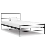ZEYUAN Bettgestell, Bett, Lattenrost, Jugendbett, Bettrahmen, Bed Frame, Schwarz Metall 90×200 cm