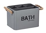 WENKO Badbox Gara mit 4 Fächern Grau - Aufbewahrungsbox, Badkorb Fassungsvermögen: 2.37 l, Stahl, 19 x 12.5 x 13 cm, Grau