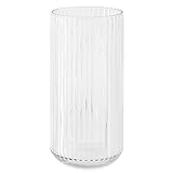 Navaris Glasvase geriffelt groß 25cm Höhe Ø 11,5cm - Blumenvase Glas minimalistisch Skandinavischer Stil - Vase Glas für Blumenarrangements Deko Wohnzimmer - zylindrische Vase mit Rillen