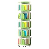 WHDNIOSS Bücherregale, um 360° drehbares Bücherregal, Boden mit Rollen, Bilderbuchregal, mehrschichtiges Organizer-Bücherregal, Grün (Size : 50.5 * 159cm)