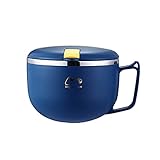FIYSON Instant-Nudeln Schüssel, Nudelschale Edelstahl 900-1200 ML Bento Box Tragbare Auslaufsicher Instant-Nudelschale Reis Schüssel,für Lebensmittel Mit Deckel Und Deckel Suppenschalen (Blau,klein)