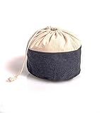 Nuts Textiler Jeans Brotbeutel mit Kordel | Grösse S | Durchmesser 16cm | Früchtekorb | Brot nachhaltig aufbewahren | Brotkorb | Hält alle Arten von Broten frisch | 100% Baumwolle