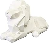 FLYIFE Skulptur Geometrie Origami Löwe Skulptur Harz Afrikanische Tierwelt Raubtier Statue Feng Shui Löwe Handwerk Heimdekorationen Statue (Color : White)