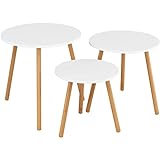 3 x Beistelltische Weiß Set Couchtisch Runder Wohnzimmertisch Couchtisch Set Tisch (Farbe: Bildfarbe Größe: Einheitsgröße)