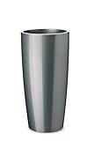 Floralo Teramo hoch Übertopf 25cm Durchmesser x 52cm hoch anthrazit metallic, hochglänzend, mit herausnehmbarem Topfeinsatz, silber, grau