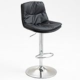 MNBVH Barhocker Barhocker FrüHstüCksstuhl Esszimmerhocker füR KüCheninsel Tresen Barhocker, Verstellbarer Drehhocker Gaslift(Size:Silver Metal Leg,Color:Black)