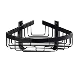 NESHO Bad-Eckregal, schwarzer Dusch-Organizer, Wandhalterung, Duschablage, ohne Bohren, selbstklebend, mit Haken, Aluminium, for Badezimmer, Toilette, 2-lagig (Size : 1 Story)