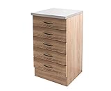 Flex Well Küchenschrank HERNE - Auszugs-Unterschrank - 5 Schubladen - Breite 50 cm - Eiche Sonoma